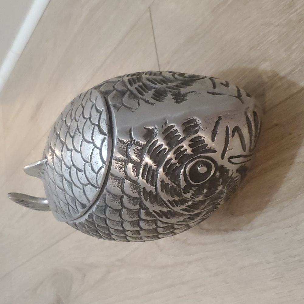 Vintage Handmade Catfish Metal Jar